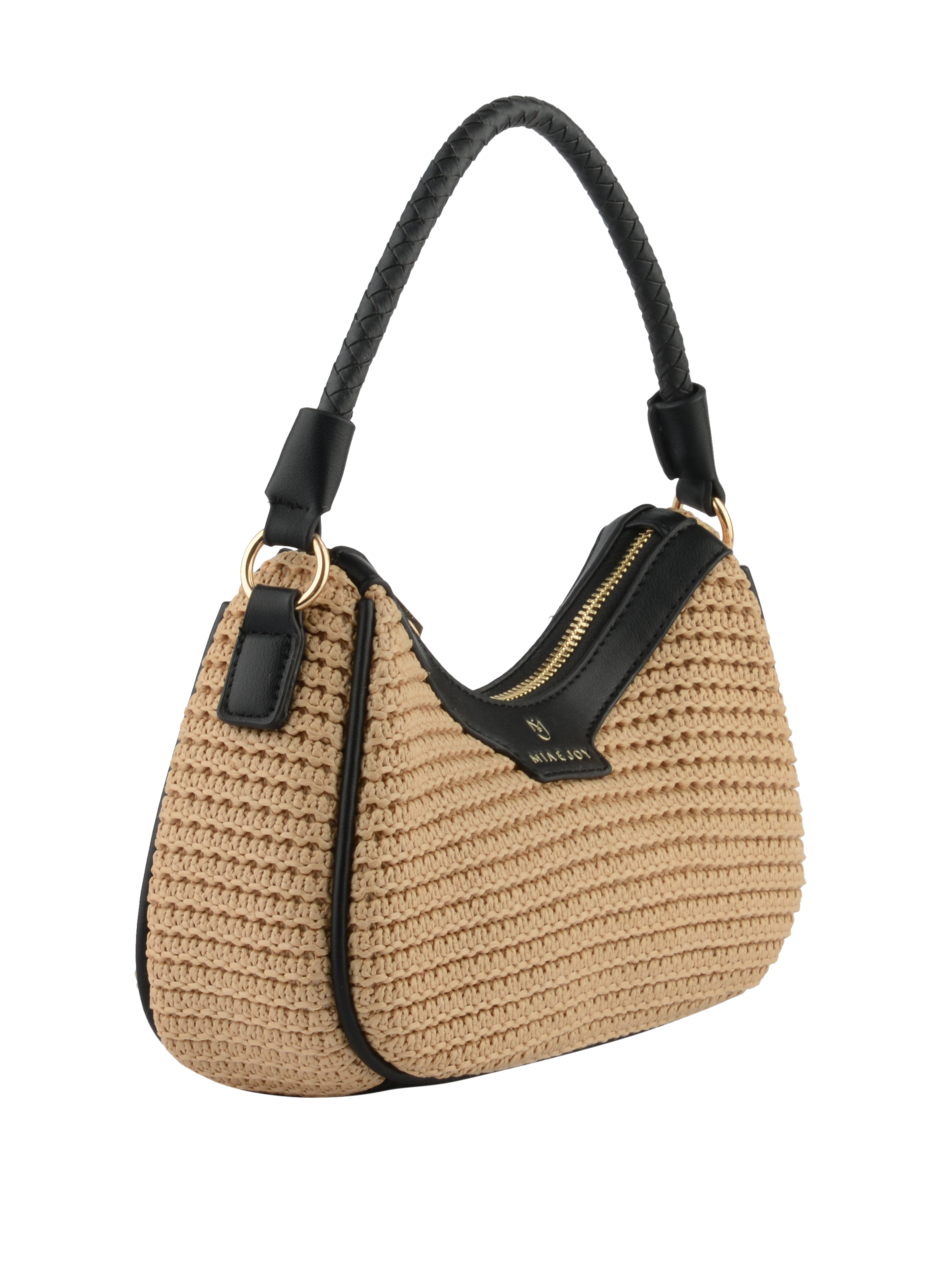 Margaret - Sac porté épaule Beige/Noir