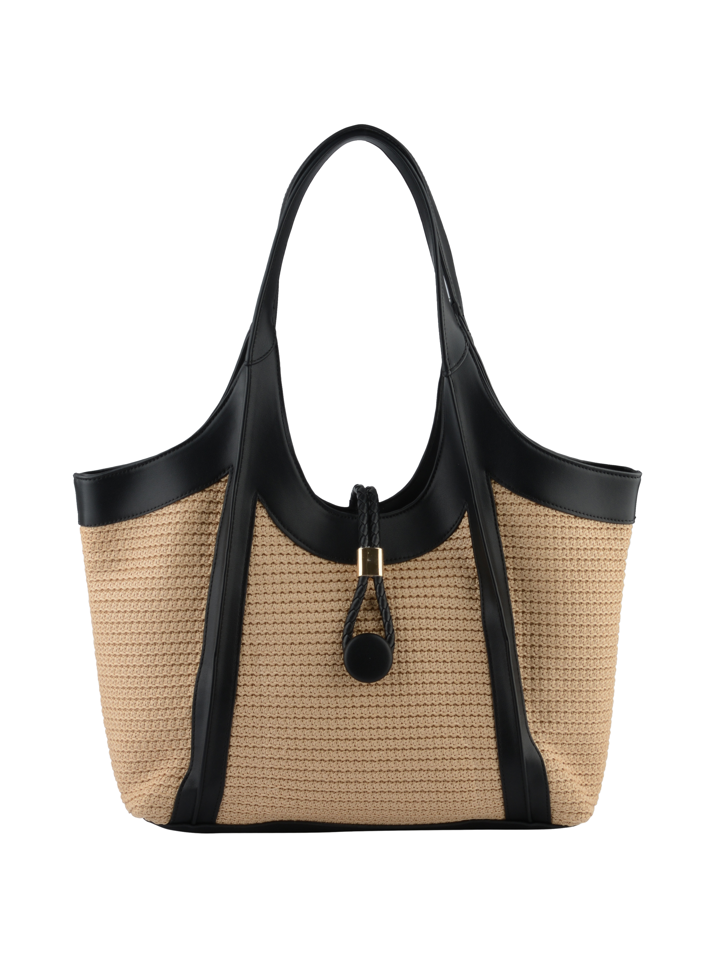 Margaret - Sac porté épaule Beige/Noir