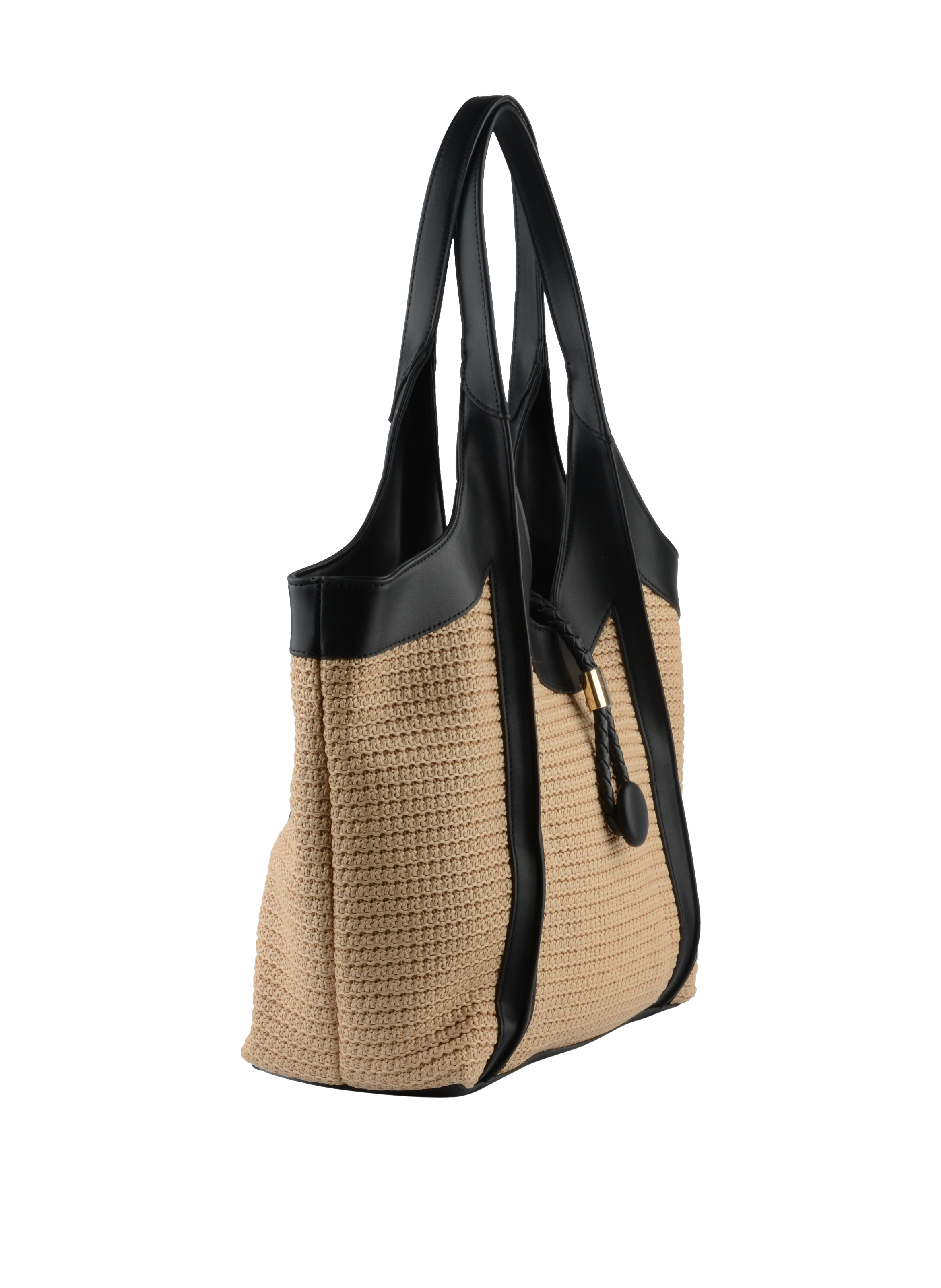 Margaret - Sac porté épaule Beige/Noir