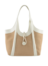 Margaret - Sac porté épaule Beige/Blanc