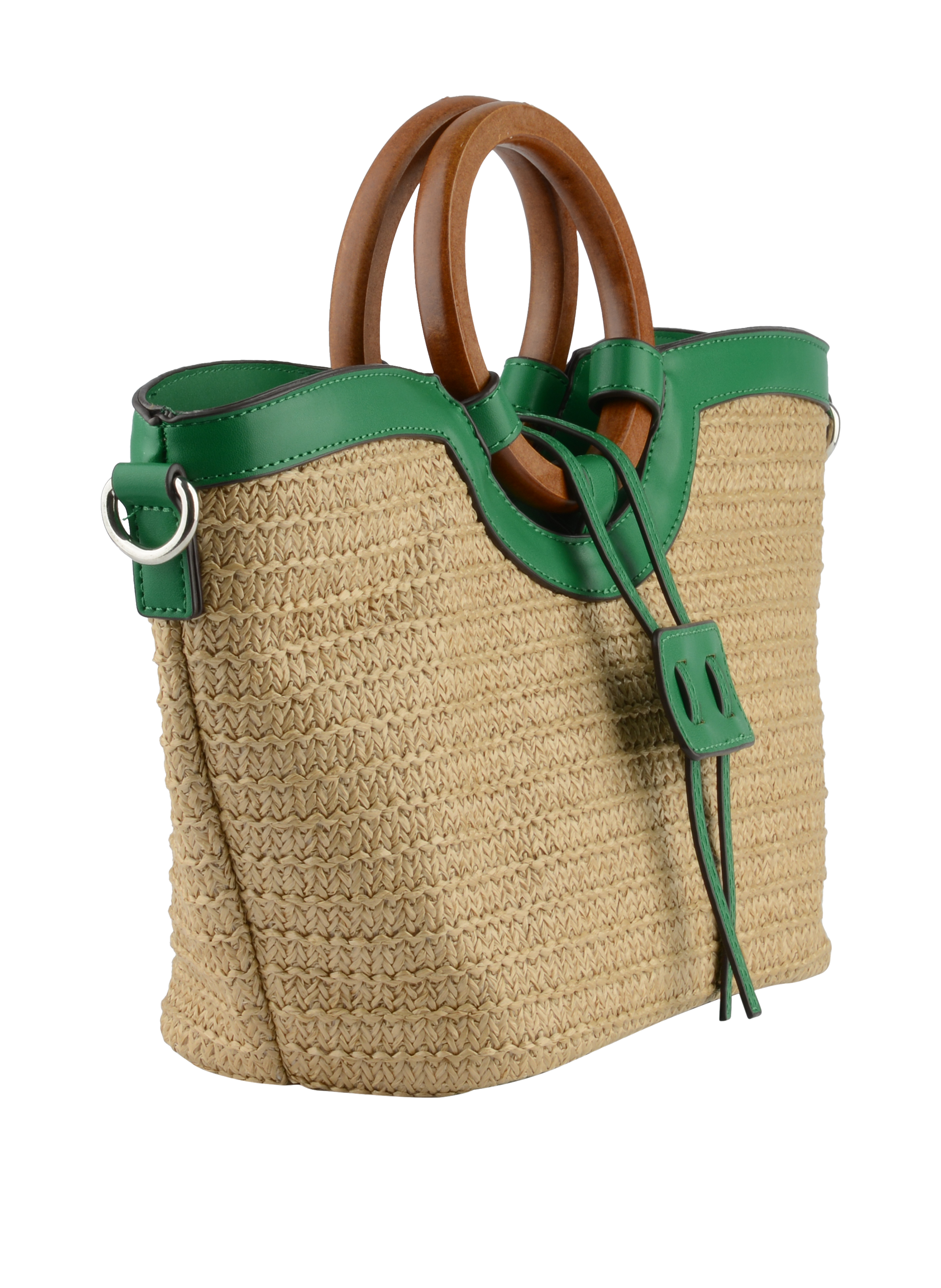 Willina -Sac porté main Beige/Emeraude