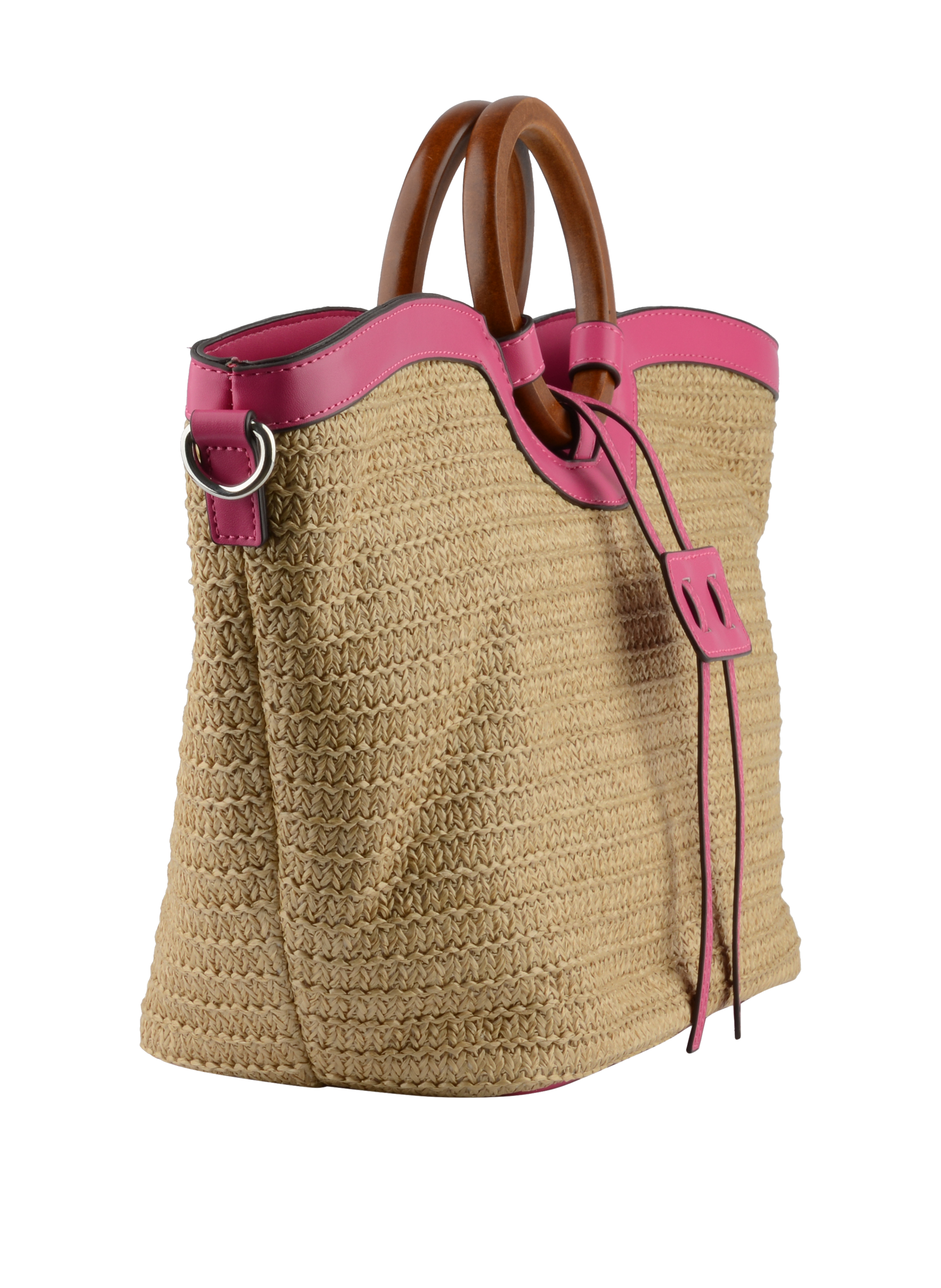 Willina - Sac grand porté main Beige/Fuschia