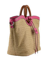 Willina - Sac grand porté main Beige/Fuschia