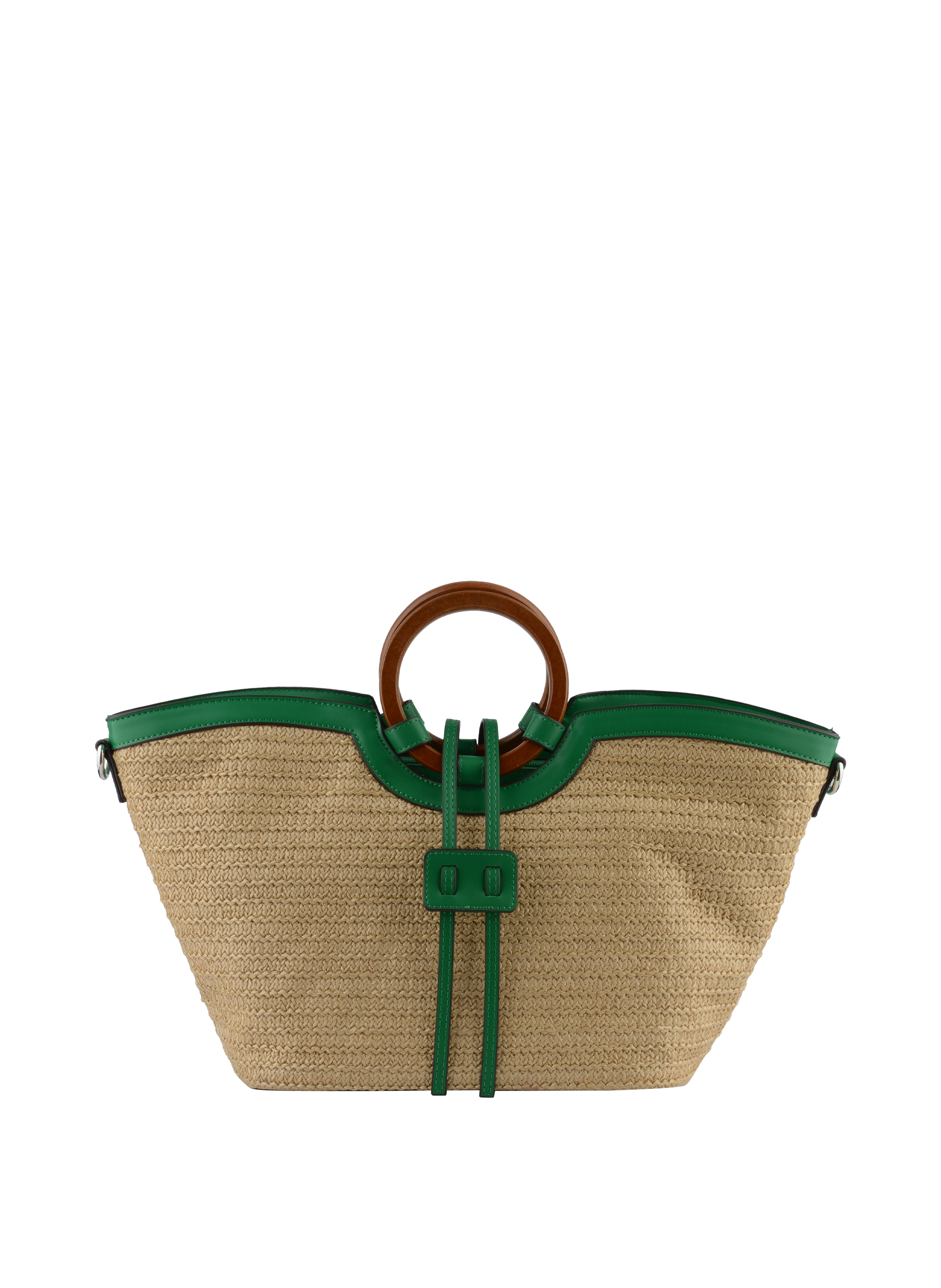 Willina - Sac grand porté main Beige/Emeraude