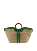 Willina - Sac grand porté main Beige/Emeraude