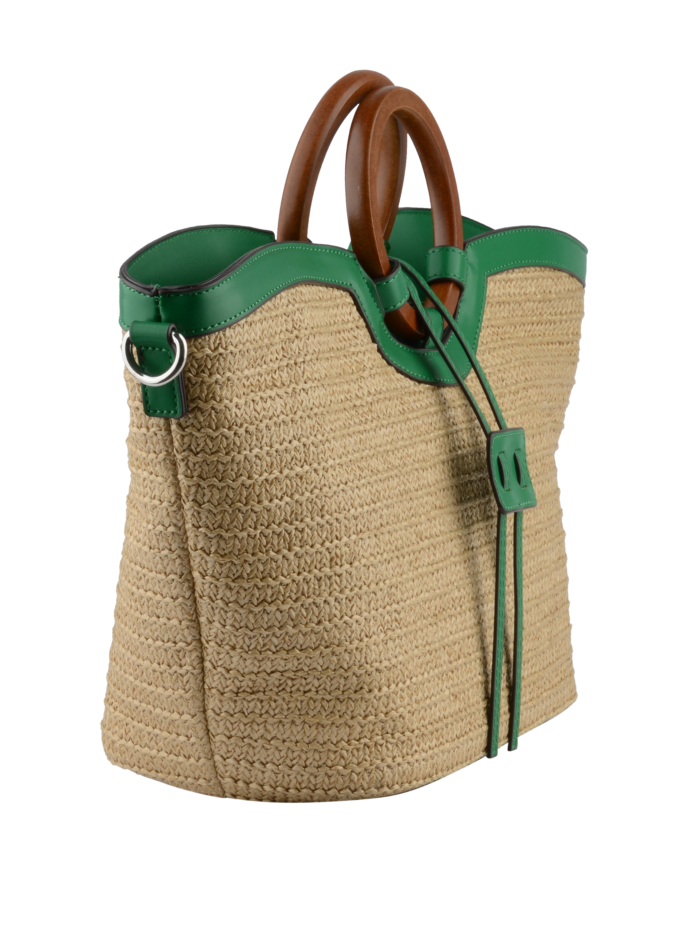 Willina - Sac grand porté main Beige/Emeraude