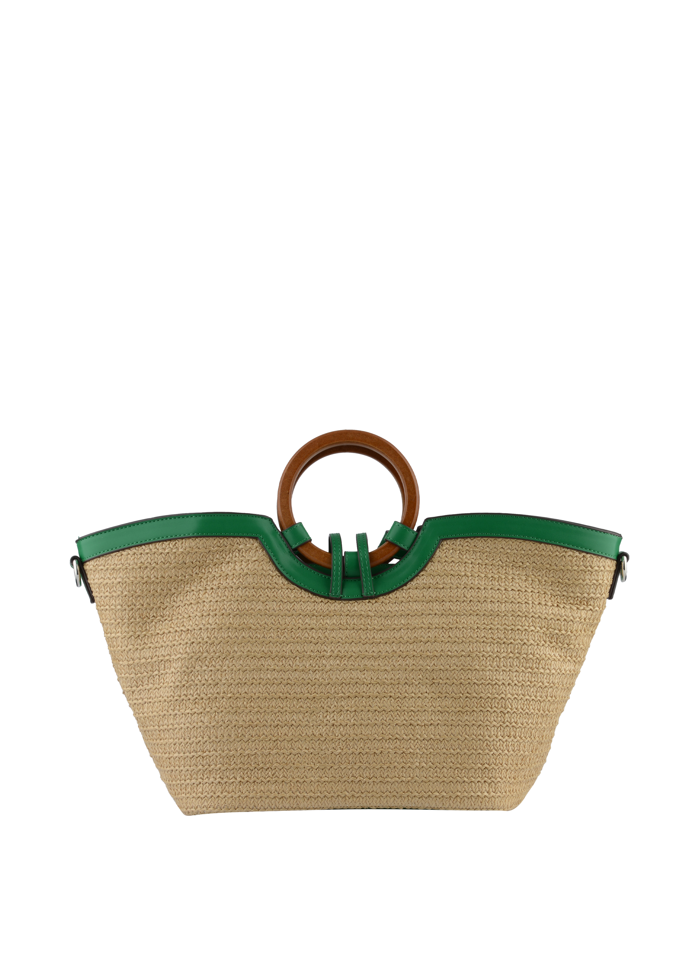 Willina - Sac grand porté main Beige/Emeraude