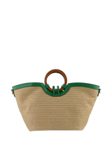 Willina - Sac grand porté main Beige/Emeraude